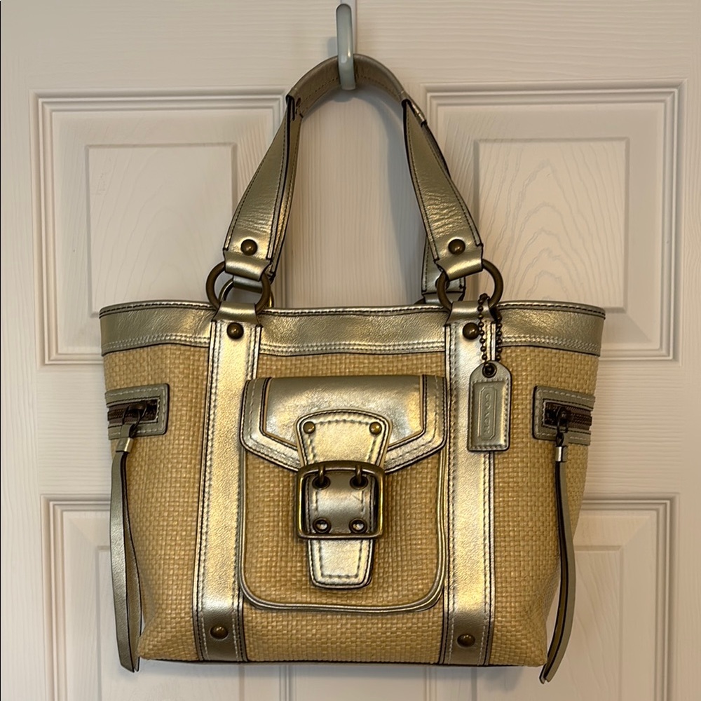 Coach Gold and Tan Women's Tote Bag